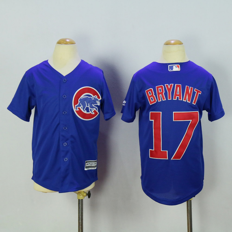Youth Chicago Cubs #17 Bryant Blue MLB Jerseys
